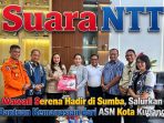 Wawali Serena-Hadir di Sumba-Salurkan-Bantuan Kemanusiaan-ASN Kota Kupang dengan huruf kapital berwarna merah timbul kuning biru dan abu-abu dan tempatkan Suara NTT